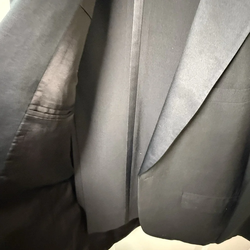 Vintage Brooks Brothers Tuxedo Jacket 44L Black Satin Lapel Made USA Formal